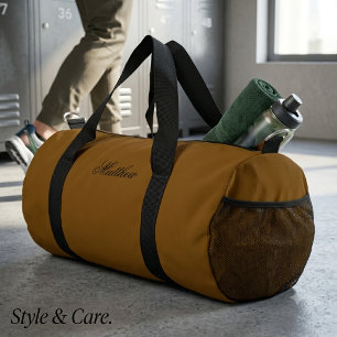 Sac de sport marron personnalisé avec nom personna