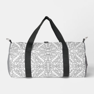 Sac De Sport Minimalist Grey Floral Pattern