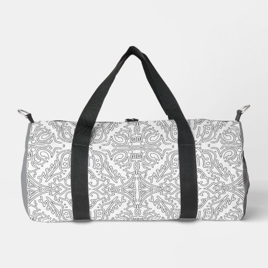 Sac De Sport Minimalist Grey Floral Pattern (Recto)