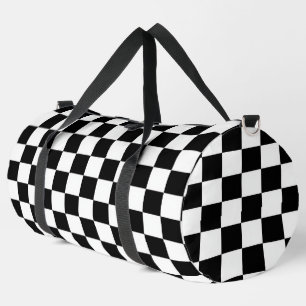 Sac De Sport Minimaliste Rétro à Carreaux – Streetwear Monochro
