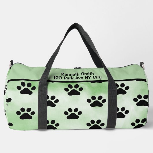 Sac De Sport Mint Green Black Paw Print Bag (Recto)