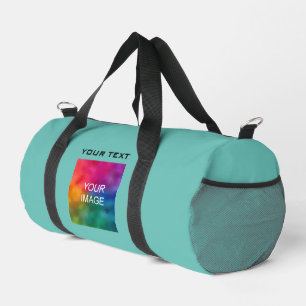Sac De Sport Modèle personnalisé Turquoise couleur unie Texte p