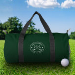 Sac De Sport Moderne Design Golfer Monogramme & Nom Personnalis<br><div class="desc">Les sacs personnalisés en duffle de golf font le cadeau idéal pour tous les passionnés de golf qui apprécient le style, la fonction et le design personnalisé. Cet élégant duffle vert présente un emblème de golf circulaire audacieux avec des clubs de golf croisés, une balle de golf et des accents...</div>