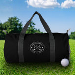 Sac De Sport Moderne Design Golfer Monogramme & Nom Personnalis<br><div class="desc">Les sacs personnalisés en duffle de golf font le cadeau idéal pour tous les passionnés de golf qui apprécient le style, la fonction et le design personnalisé. Cet élégant duffle noir présente un emblème de golf circulaire audacieux avec des clubs de golf croisés, une balle de golf et des accents...</div>
