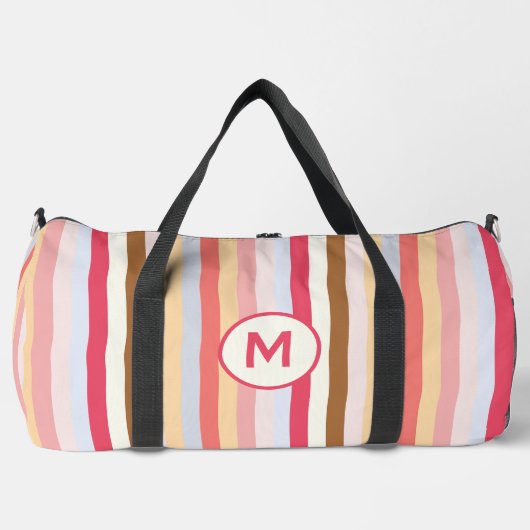 Sac De Sport Moderne Monogramme initial Pastel Candy Stripe (Recto)