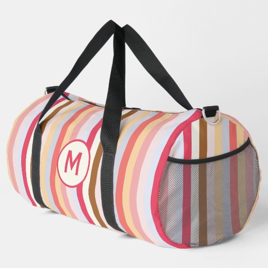 Sac De Sport Moderne Monogramme initial Pastel Candy Stripe (Coin droit)