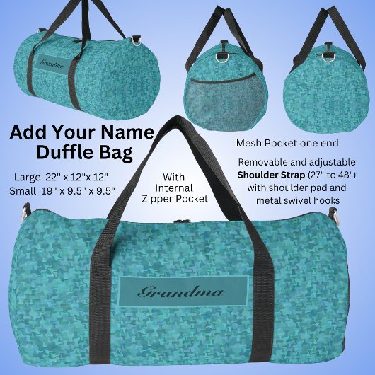 Sac De Sport Modifier le nom Grand-mère Motif Abstrait Turquois