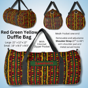 Sac De Sport Modifier le nom, rouge vert jaune noir rayé