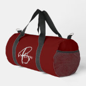 Sac De Sport Monogramme blanc de script gris bordeaux (Coin droit)