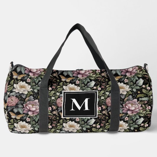 Sac De Sport Monogramme botanique floral noir (Recto)