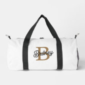 Sac De Sport Monogramme de nom élégant moderne Script noir or (Recto)