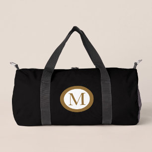 Sac De Sport Monogramme de sceau central personnalisé noir et o