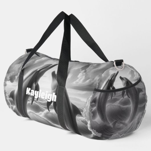 Sac De Sport Monogramme Dolphins noir et blanc Océan | (Coin droit)