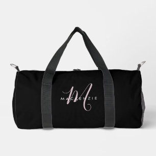 Sac De Sport Monogramme élégant moderne noir rose blush écritur