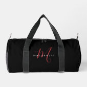 Sac De Sport Monogramme élégant moderne noir rouge script (Verso)