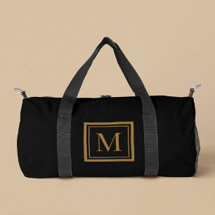 Sac De Sport Monogramme encadré noir et or personnalisé