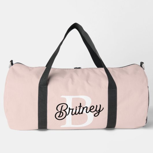Sac De Sport Monogramme et nom personnalisé moderne Pastel Pink (Recto)