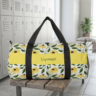 Sac De Sport Monogramme Fleur Sauvage Aquarelle Vert Jaune