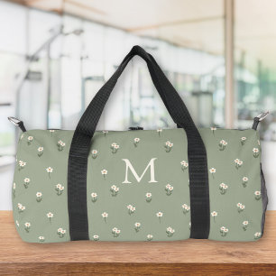 Sac De Sport Monogramme Fleur Sauvage Bohème Vert Sauge Floral