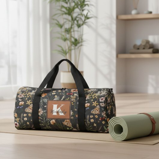 Sac De Sport Monogramme Floral Boho Moderne Nom