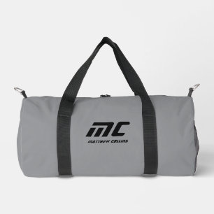 Sac De Sport Monogramme gris minimaliste Nom simple pour lui