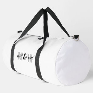 Sac De Sport Monogramme initial noir et blanc personnalisé