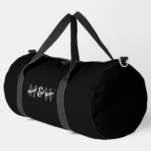 Sac De Sport Monogramme initial noir et blanc personnalisé