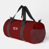 Sac De Sport Monogramme Initiales Nom Bourgogne Maron Rouge fon (Coin droit)