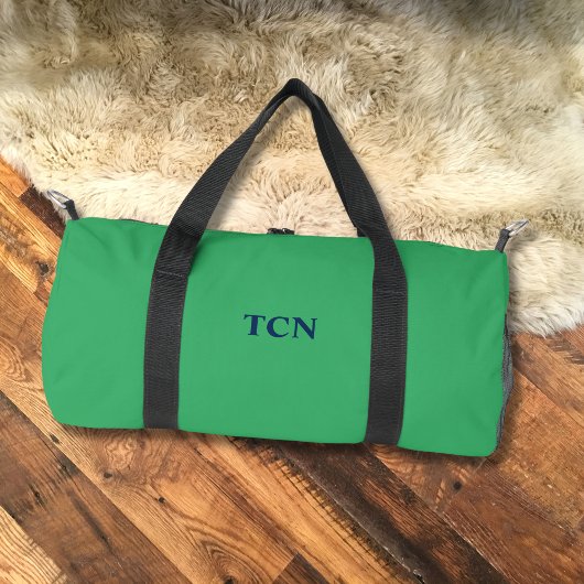 Sac De Sport Monogramme Initiales Nom Marine Vert Bleu Preppy