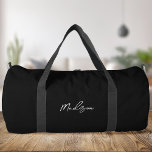 Sac De Sport Monogramme minimaliste de script moderne noir<br><div class="desc">Sac à double monogramme minimaliste noir moderne</div>