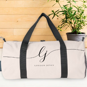 Sac De Sport Monogramme Moderne Blush Pink Calligraphie Script