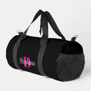 Sac De Sport Monogramme Moderne Féminin Rose Chaud et Noir