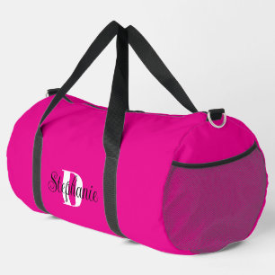 Sac De Sport Monogramme Moderne Féminin Rose Noir et Blanc