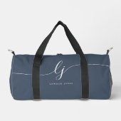 Sac De Sport Monogramme Moderne Marine Bleu Blanc Script élégan (Recto)