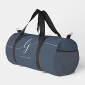 Sac De Sport Monogramme Moderne Marine Bleu Blanc Script élégan (Coin droit)