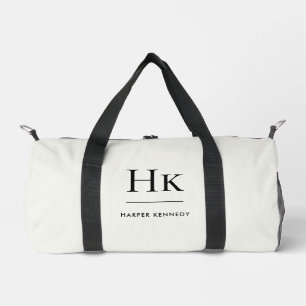 Sac De Sport Monogramme Moderne Minimaliste Monogrammé Blanc Iv