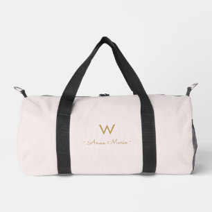 Sac De Sport Monogramme Moderne Rose Doré Script