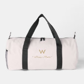 Sac De Sport Monogramme Moderne Rose Doré Script (Verso)