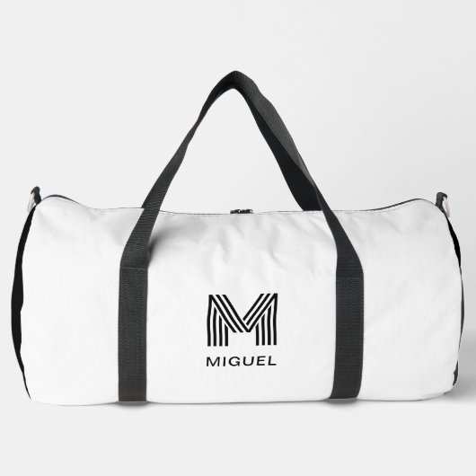 Sac De Sport Monogramme moderne simple noir et blanc (Recto)