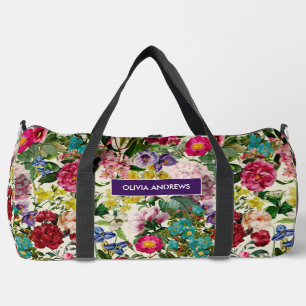 Sac De Sport monogramme motif rose vintage imprimé
