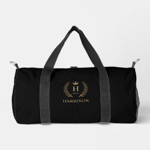 Sac De Sport Monogramme Or Noir Simple Et Élégant