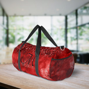 Sac De Sport Monogramme pailleté or rouge noir élégant 