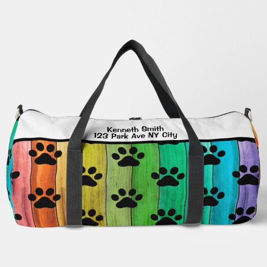 Sac De Sport Monogramme personnalisable empreinte de patte plan (Recto)