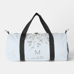 Sac De Sport Monogramme personnalisé aquarelle botanique bleu