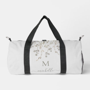 Sac De Sport Monogramme personnalisé aquarelle botanique gris