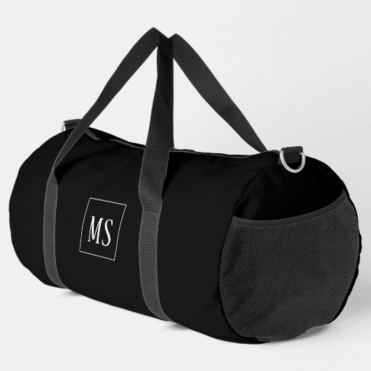 Sac De Sport monogramme personnalisé, noir partout (Coin droit)