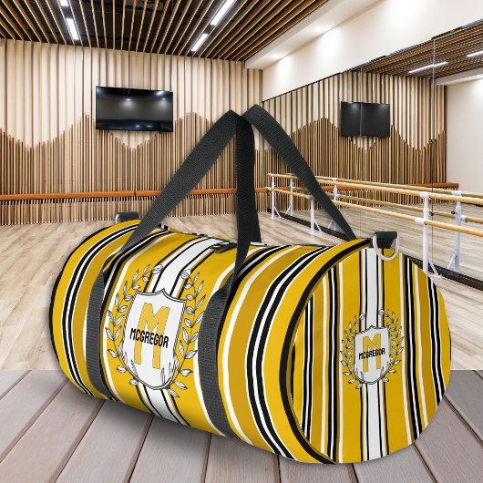Sac De Sport Monogramme Personnalisé Yellow Black Strips