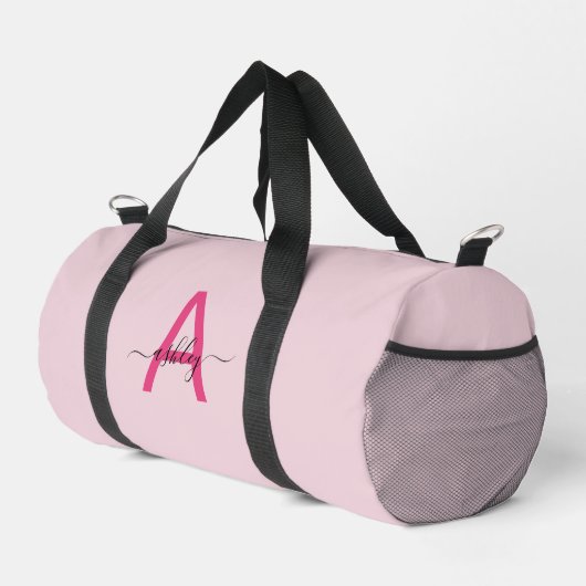 Sac De Sport Monogramme rose chaud Nom de la fillette Script Sp (Coin droit)
