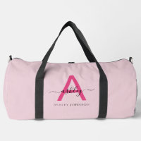 Monogramme rose chaud Nom de la fillette Script Sp