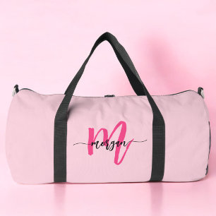 Sac De Sport Monogramme rose chaud Nom de la fillette Script Sp